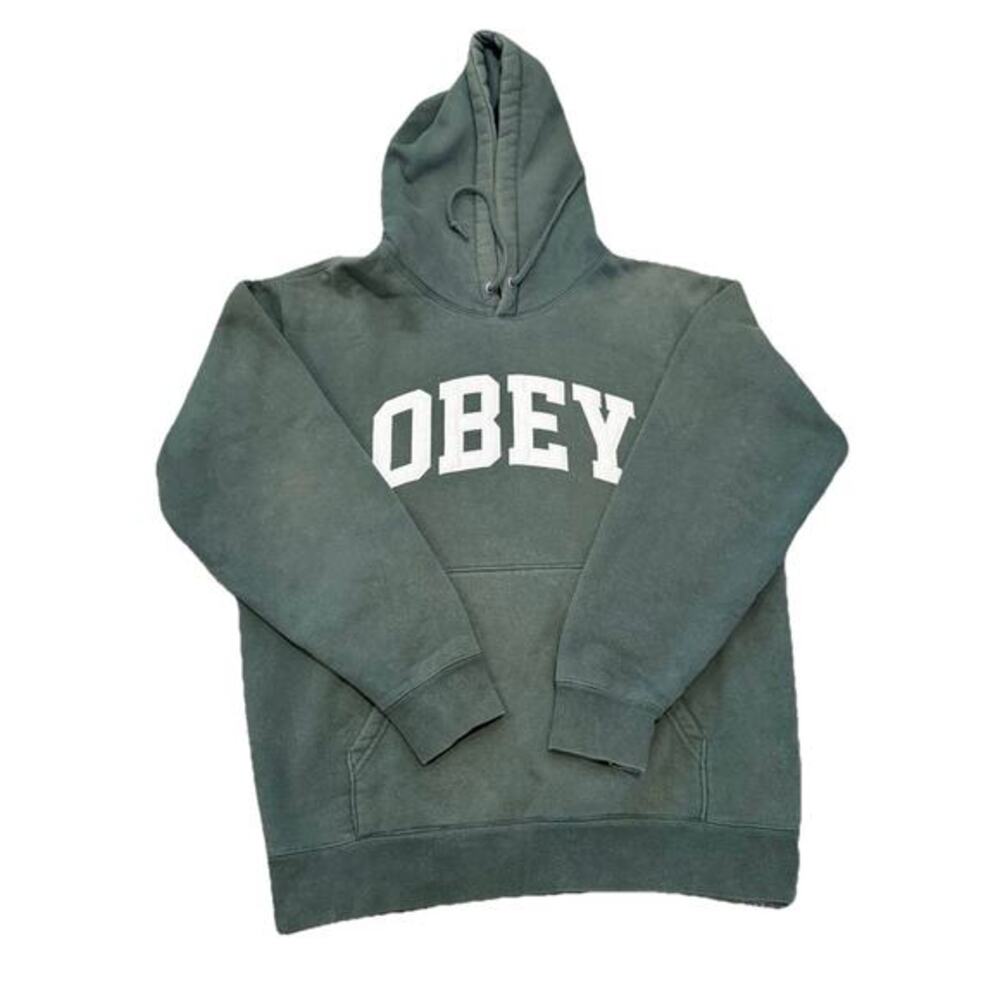 OBEY Hoodie Men’s Size Small Green Pullover Kangaroo Pocket Casual Outdoor